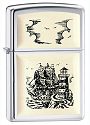 Zippo Scrimshaw Ship Polished Chrome #359 Lighter