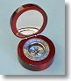 Aluminum Desk Compass in Round Mahogany Case