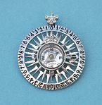 Compass Rose Pendant with Working Compass and Fleur-de-lis Design