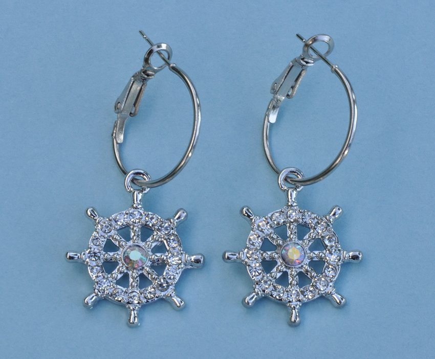 Ship's Wheel Rhinestone Earrings