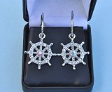 Detail of Ship's Wheel Rhinestone Earrings