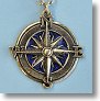 Antique Blue Compass Rose Pendant with Chain