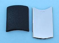 Stainless Steel and Leather Card Case with Lid Off
