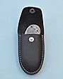 Damascus Clasp Pocket Knife in Black Leather Sheath