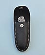 Damascus Lock Back Pocket Knife in Black Leather Sheath