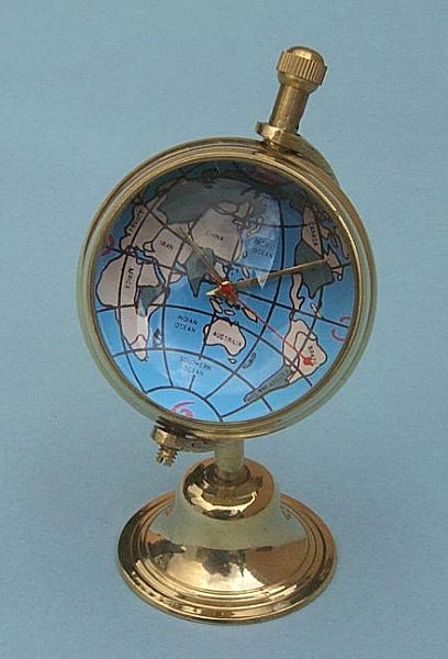 Brass Spherical Globe Desk Clock