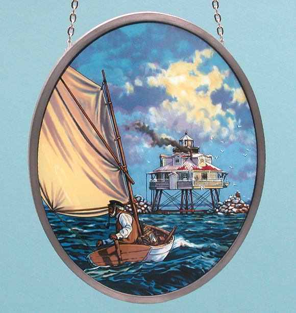 Return of the Keeper by John Morton Barber Stained Glass Oval