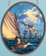 Return of the Keeper by John Morton Barber Stained Glass Oval