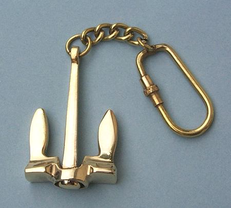 Solid Brass Anchor Key Chain