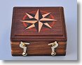 Small Hardwood Case with Hand Inlaid Compass Rose