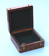 Opened Hardwood Case with Hand Inlaid Compass Rose
