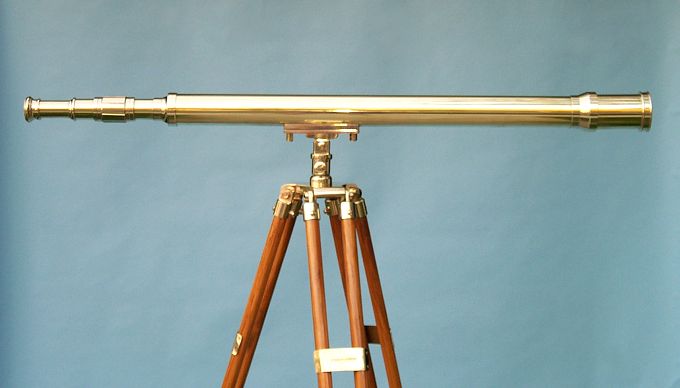 Harbormaster Telescope 40 Antiqued Finished Brass Wood Tripod