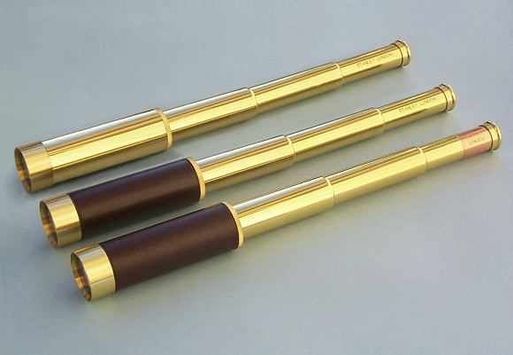 Solid Brass and Leather-Sheathed Handheld Spyglass Telescopes