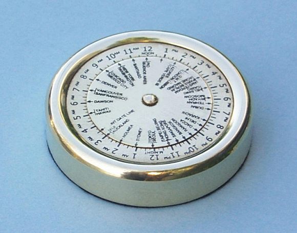 PORTHOLE CLOCK- PAPERWEIGHT, GOLD